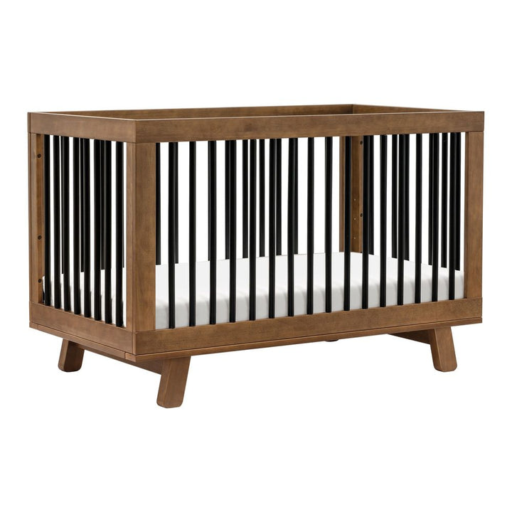Babyletto Hudson 3-in-1 Convertible Crib with Toddler Bed Conversion Kit Natural Walnut & Black