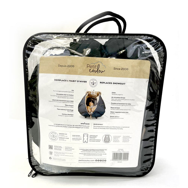Petit Coulou Winter Cover for Infant Car Seats - Onyx Wolf (99446) (Open Box)