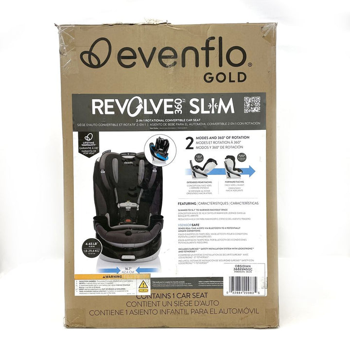 Evenflo GOLD Revolve360 Slim 2-In-1 Rotational Convertible Car Seat with Sensorsafe - Obsidian (99617) (Open Box)