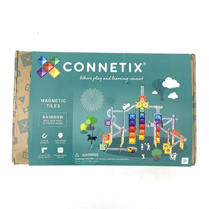 Connetix 92-piece Magnetic Tiles Ball Run Pack - Rainbow (99687) (Open Box)