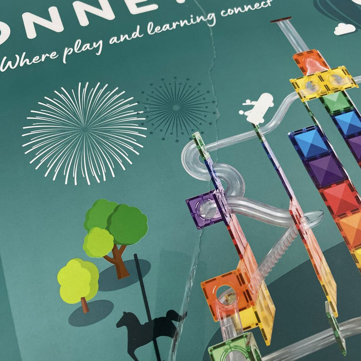 Connetix 92-piece Magnetic Tiles Ball Run Pack - Rainbow (99687) (Open Box)