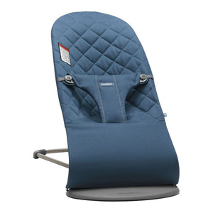 BabyBjorn Bouncer Bliss in Woven Fabric - Classic Quilt, Midnight Blue on Dark Grey Frame (99776) (Open Box) Default Title