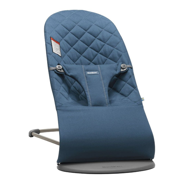 BabyBjorn Bouncer Bliss in Woven Fabric - Classic Quilt, Midnight Blue on Dark Grey Frame (99776) (Open Box) Default Title