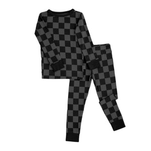 Pip+Phee Bamboo 2-Piece Pyjama Set - Black and Grey Checkered