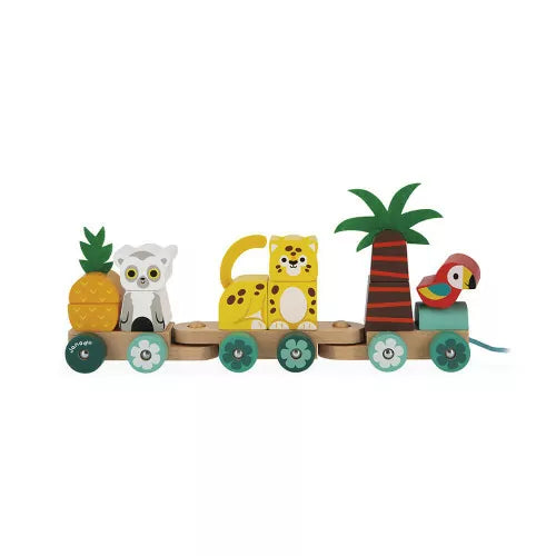 Janod Tropik Pull-Along Tropical Train Wooden Toy